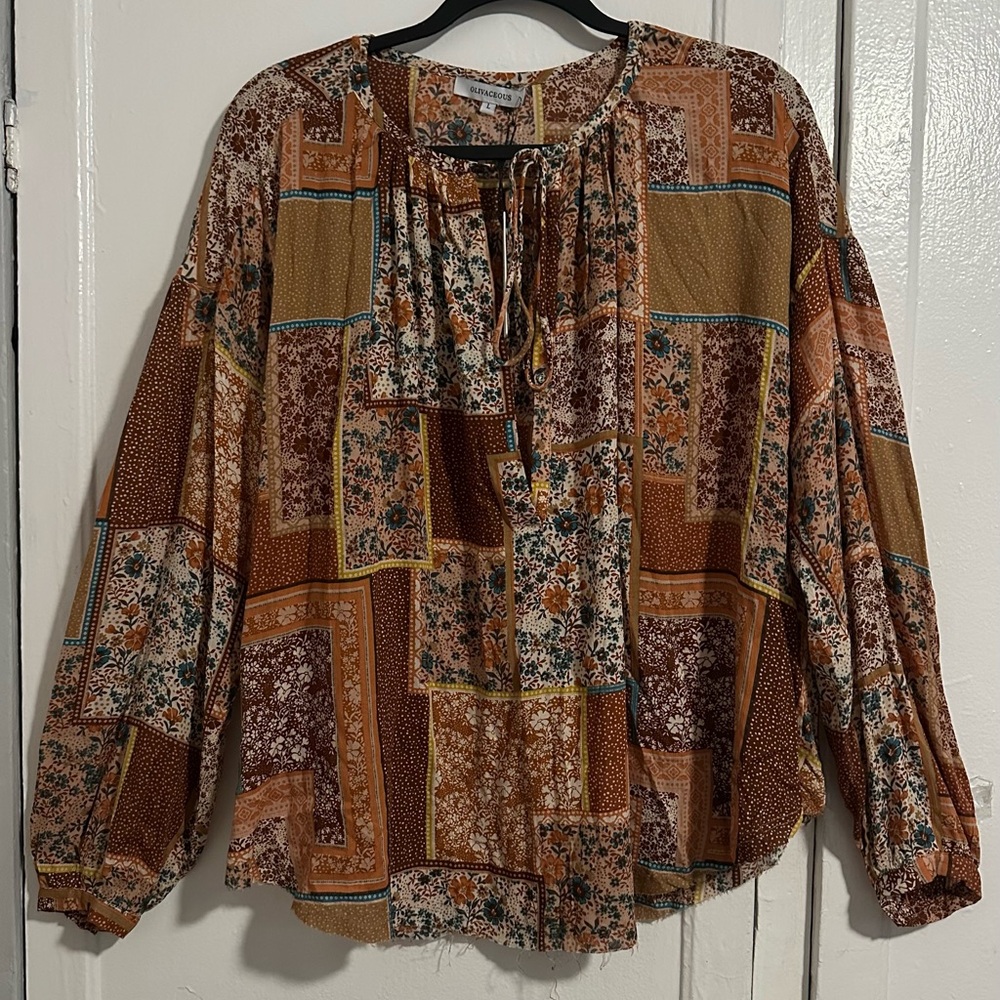 Olivaceous Boho Style Multicolor  Blouse